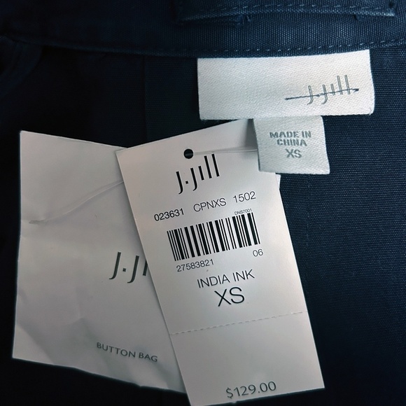 J. Jill Double Breasted Pea Coat Jacket Oversized Cotton Canvas India Blue XS S - Picture 11 of 14